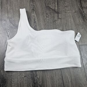 NWT White Ribbed One Shoulder Top